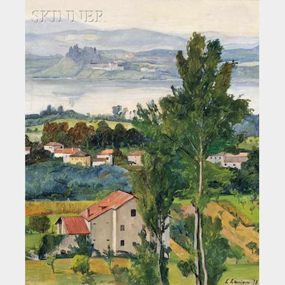 View of a Northern Italian Countryside, Possibly the Lake Como Region by Luigi Lucioni