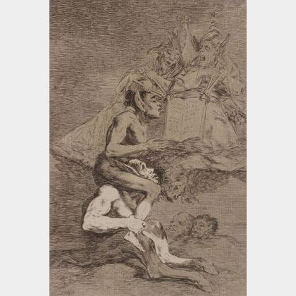 Lot of Two Plates from LOS CAPRICHOS: Todos Caeran, plate 19 and Devota Profesion, plate 70; first edition by Francisco José de Goya