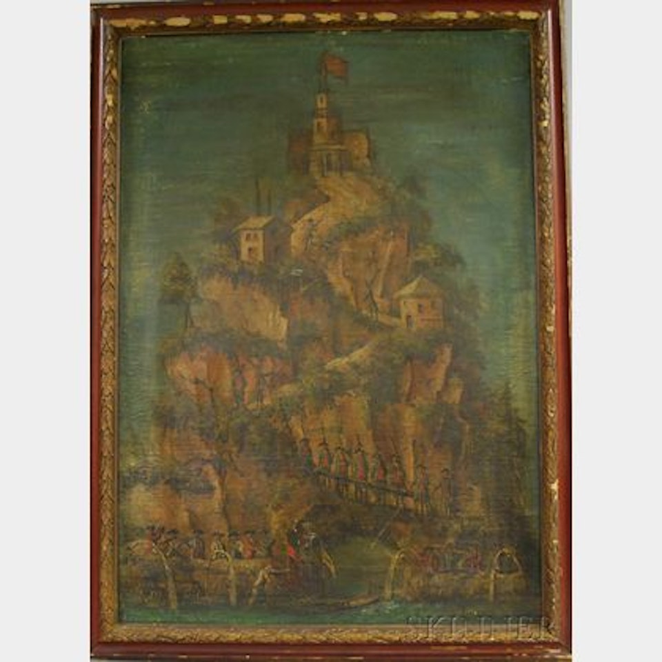 Military Procession to a Mountaintop Fortification. by Italian School