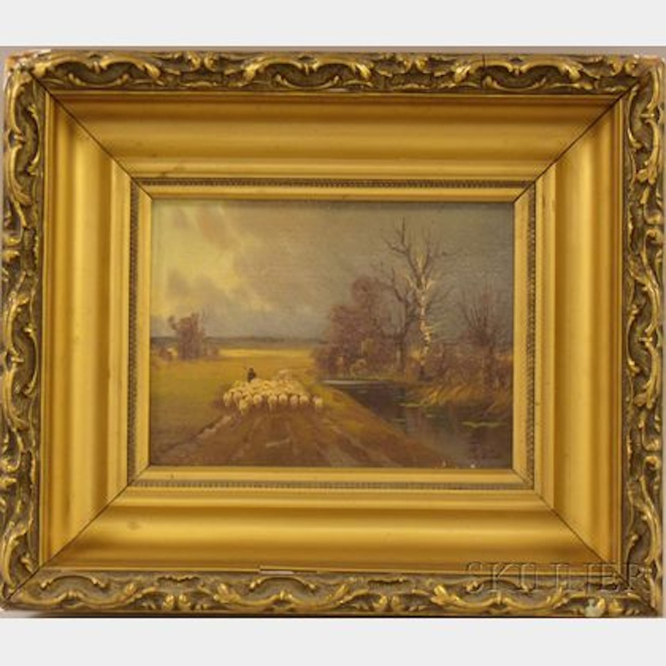 Landscape with Sheep by Continental School