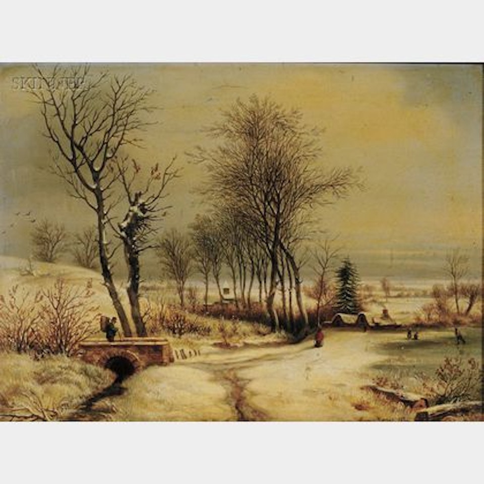 Figures in a Winter Landscape by Continental School