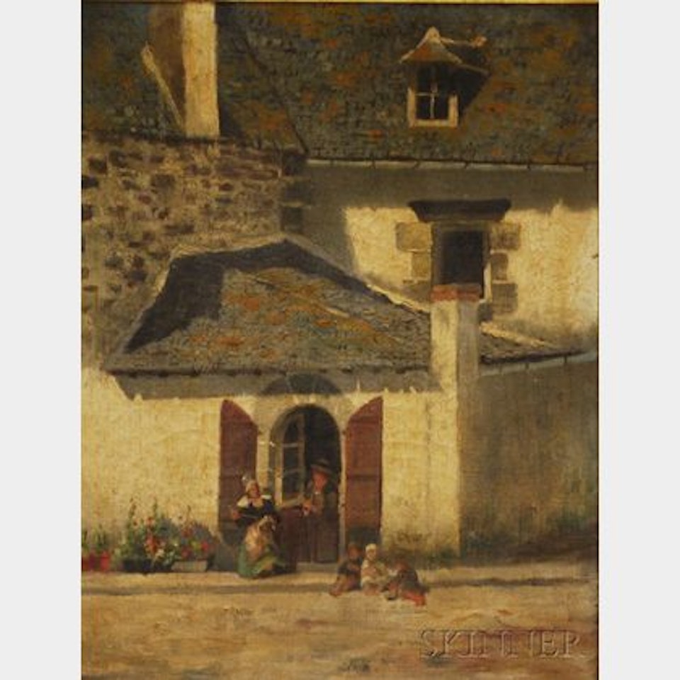 Family in the Doorway of a Village Home by Continental School