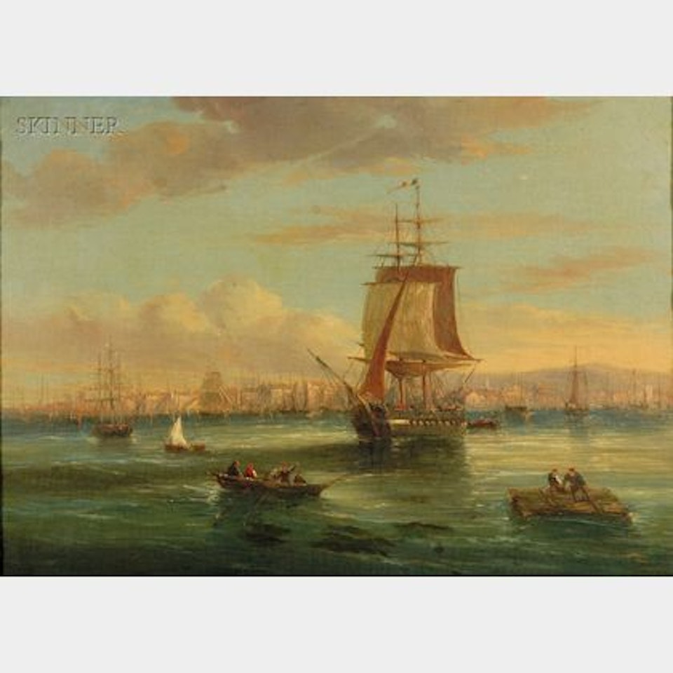 Ships in the Harbor by French School
