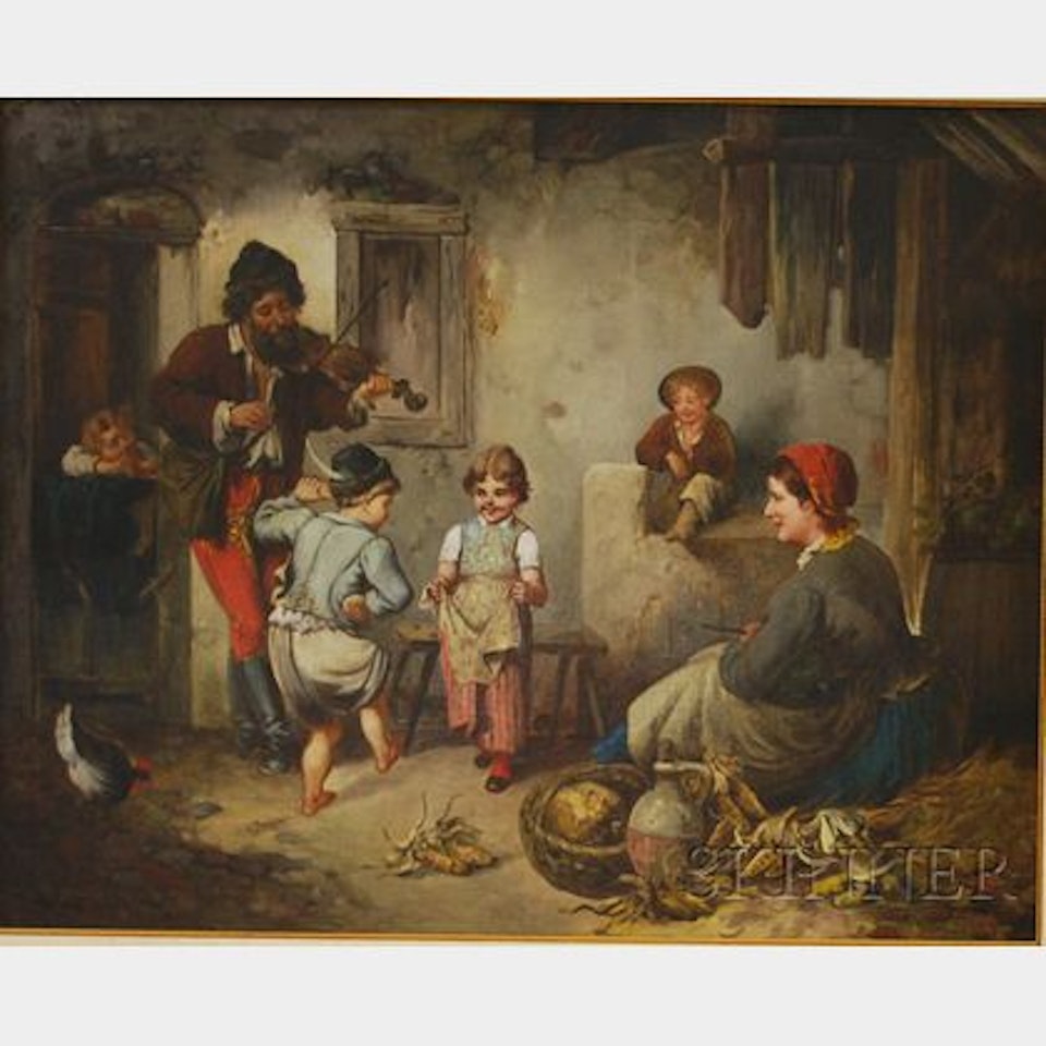 Children Dancing to the Fiddle by Continental School