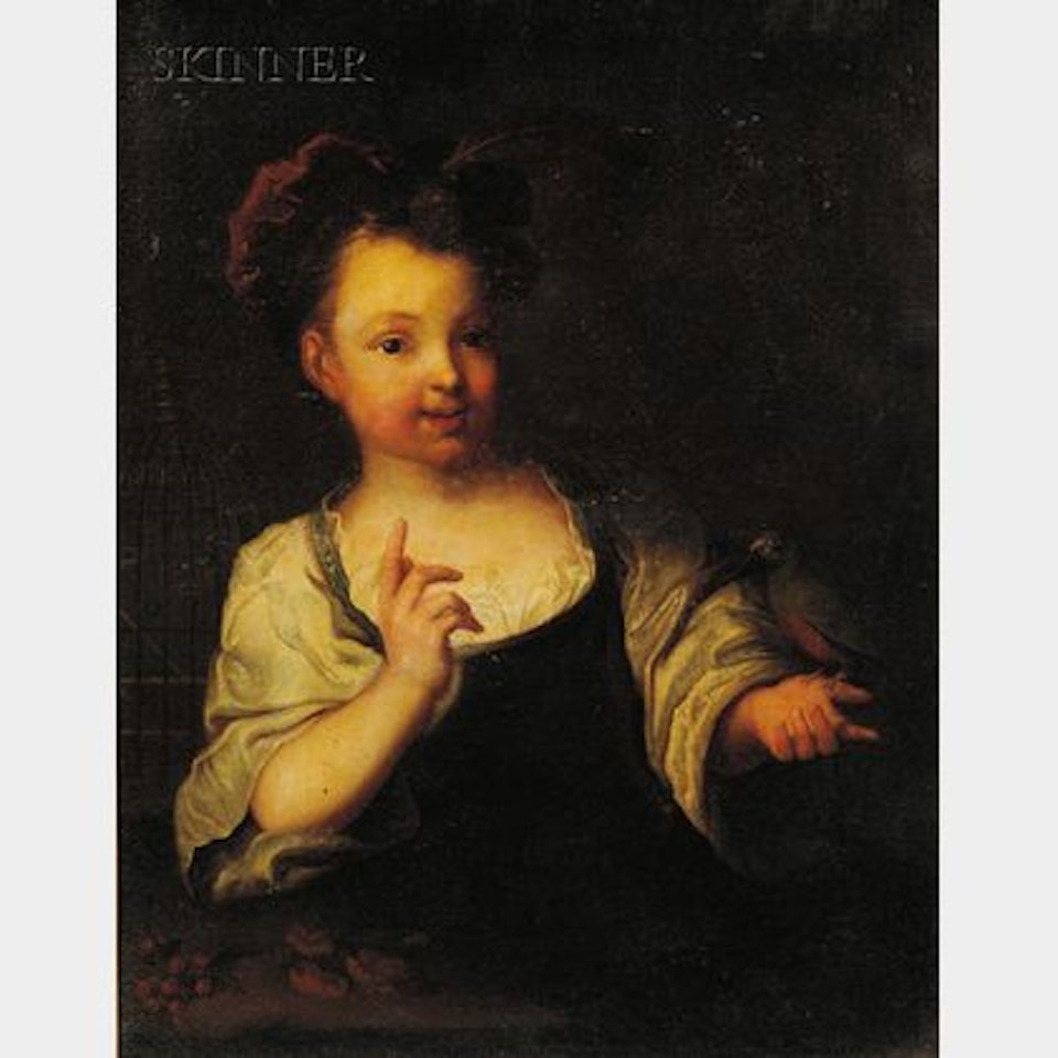 Portrait of a Child with a Pet Bird by Continental School