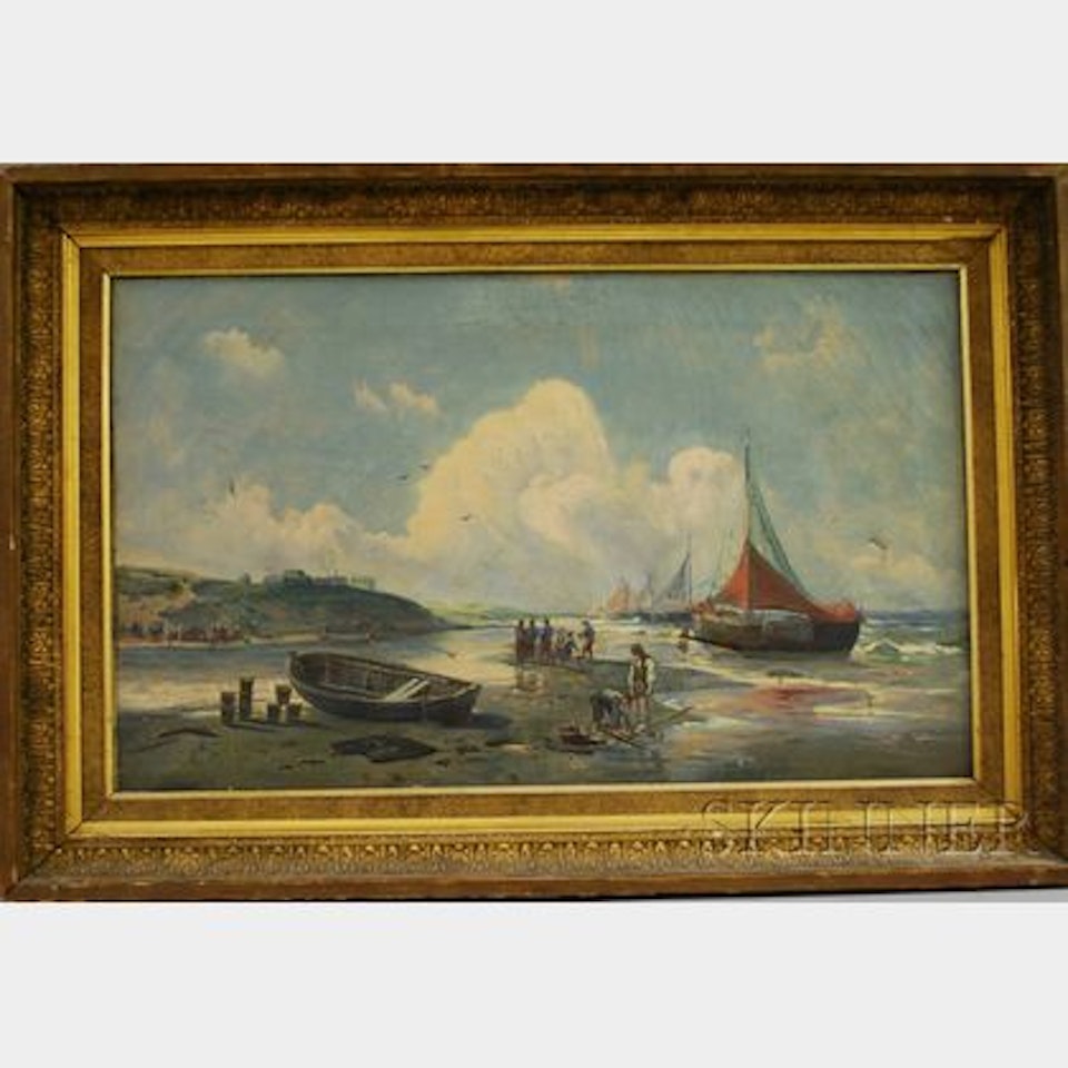 Fishermen on the Beach. by Continental School