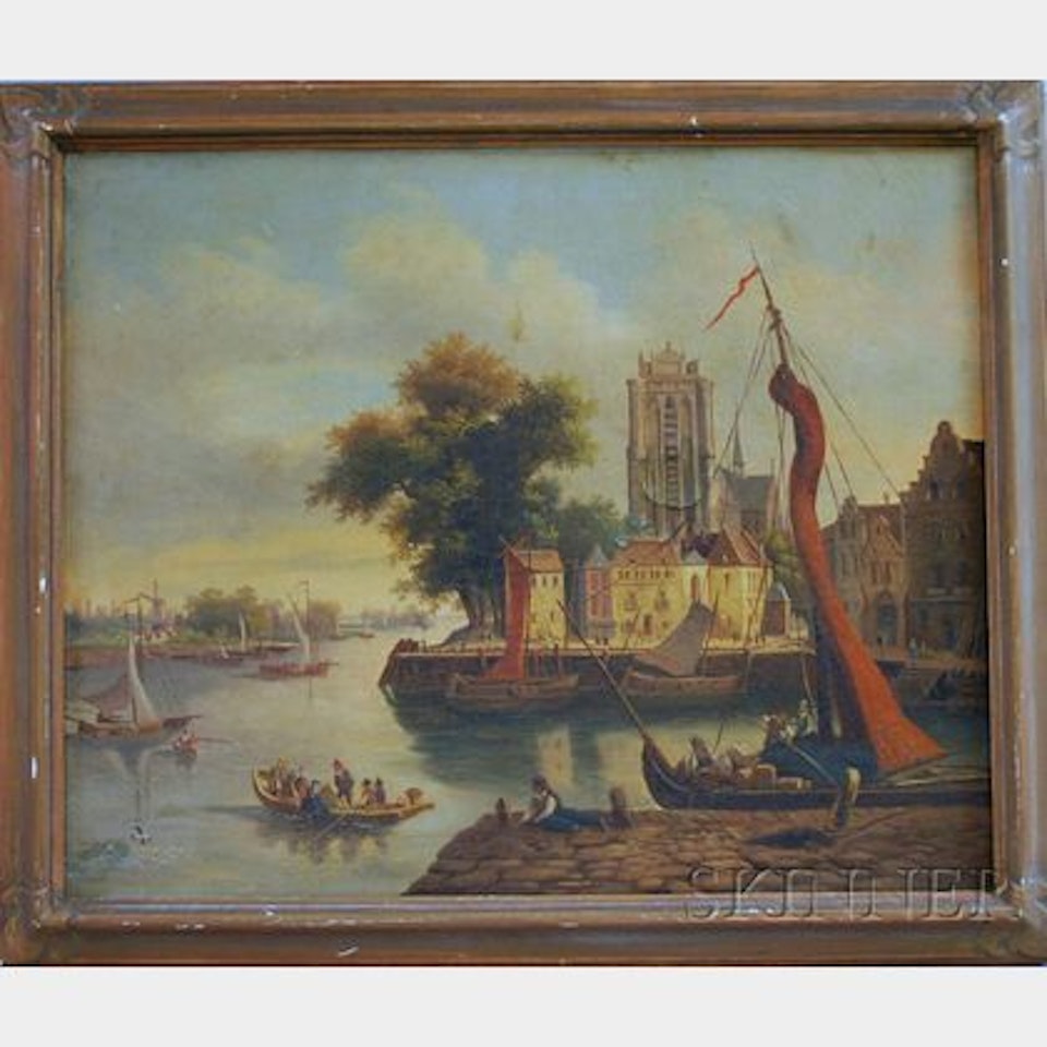 Dutch Harbor Scene by Continental School