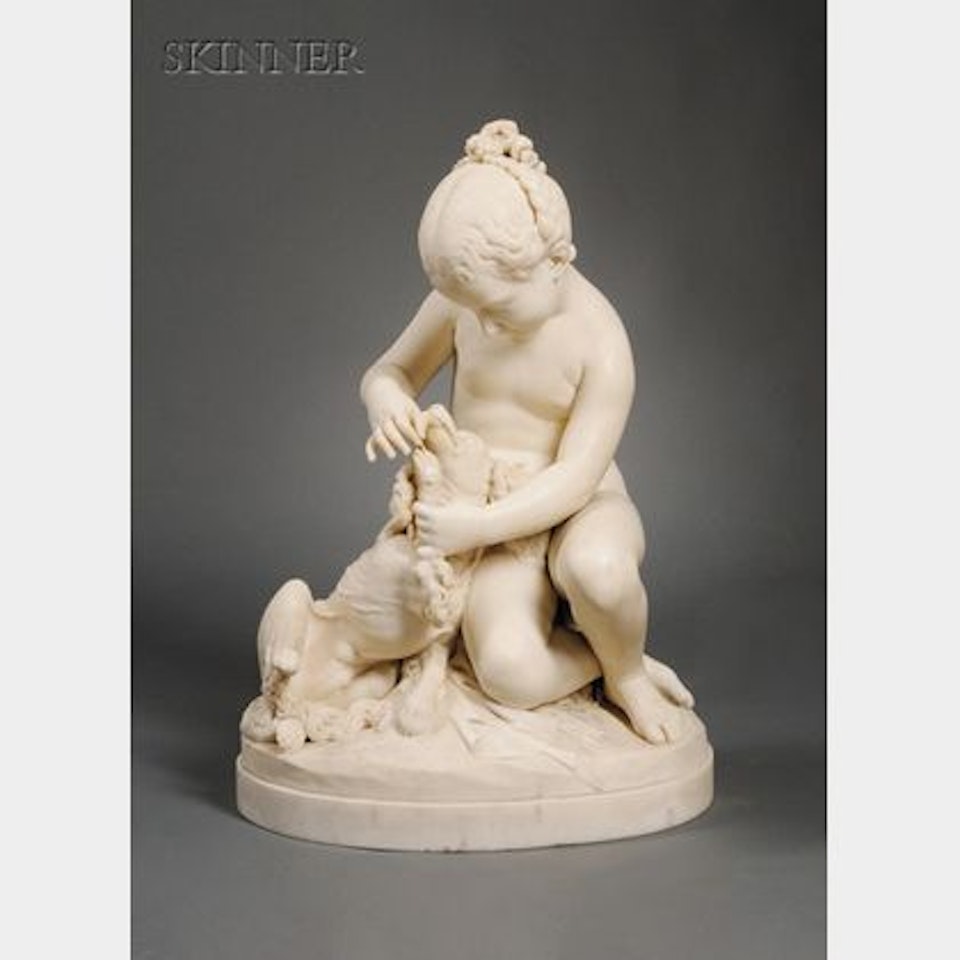 Young Girl and Her Dog , alternatively titled La Riconoscenza (Gratitude) by Giovanni Maria Benzoni