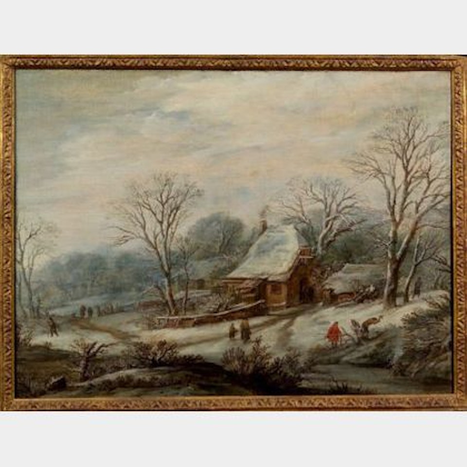 The Bustling Village in Winter by Dutch School