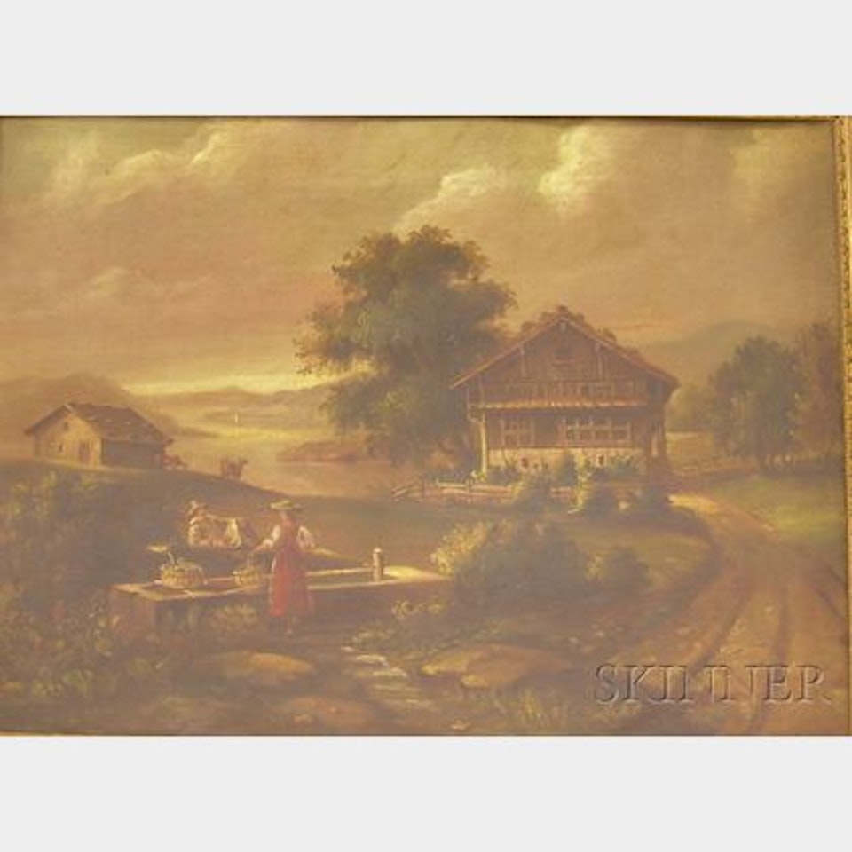 Scene with a Couple in Front of a Country House by Continental School