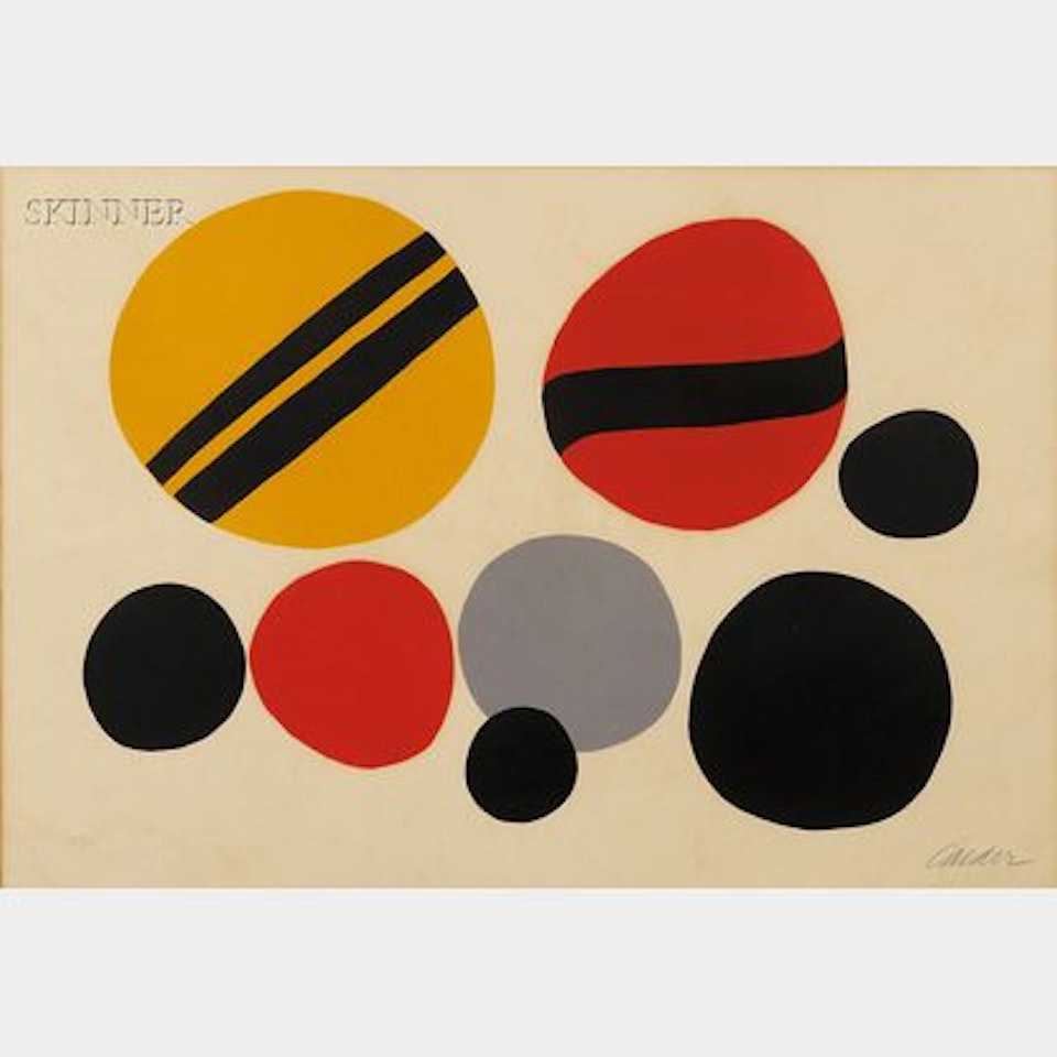 Chevrons noir sur rouge jaune by Alexander Calder