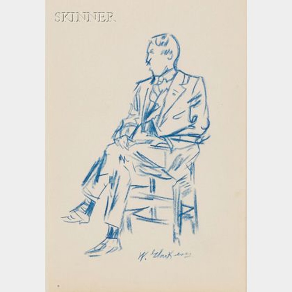 Lot of Two Figural Works; Portrait of a Seated Man; The Holy One by William Glackens