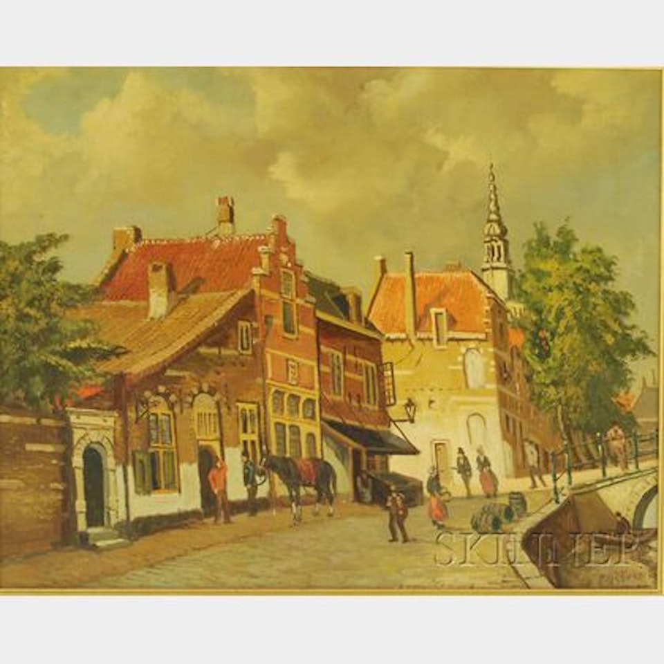 European Canal Scene. by Continental School