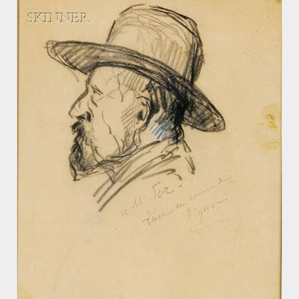 Lot of Two Profile Portraits, Including Maximilian Luce Luce by Paul Signac