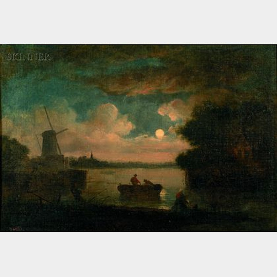 Moonlit Shore View by Dutch School