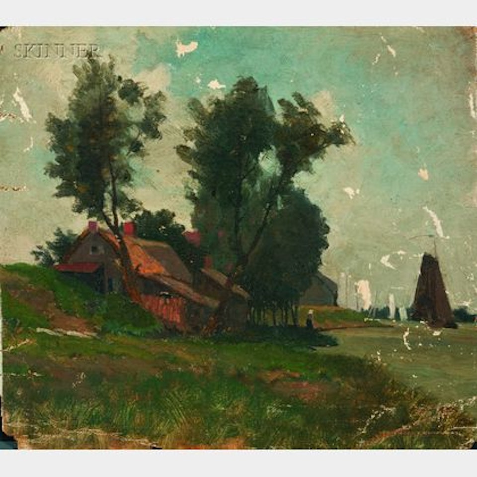 Barbizon School Images: Portrait and Three Landscapes; Portrait by Continental School