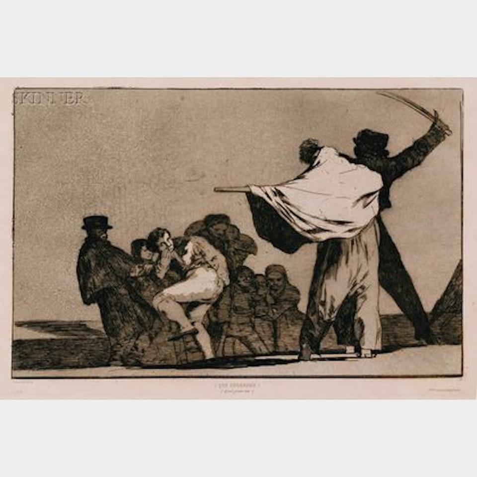 Disparate Conocido - Que Guerrero! from LOS PROVERBIOS by Francisco José de Goya