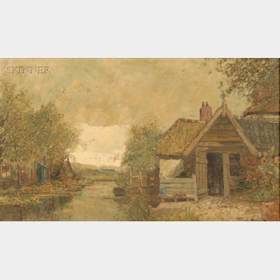 Cottages by the River by Continental School