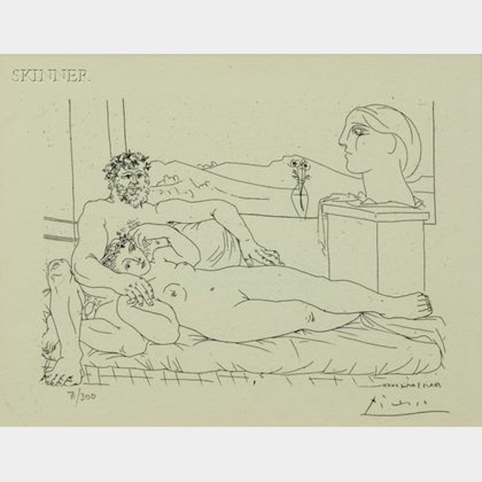 Le repos du sculpteur, II plate 63 from the SUITE VOLLARD by Pablo Picasso