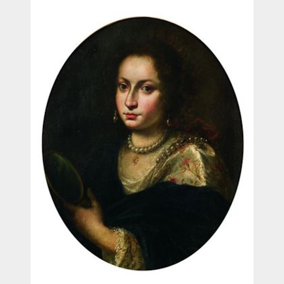 Portrait of a Woman With a Crown and Mirror by Italian School