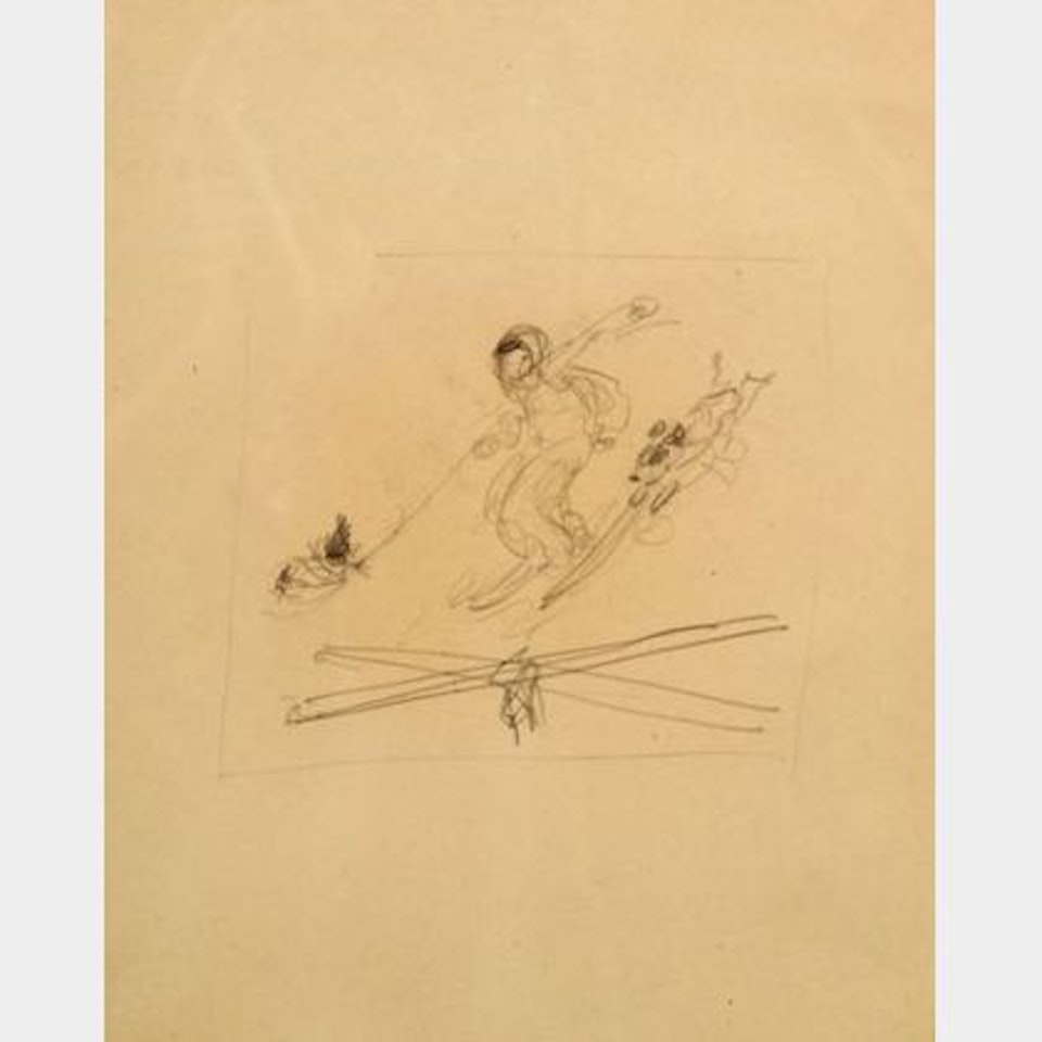 Hallmark Christmas Card Studies: At Bob Crachet"s House; Downhill Skier by Norman Rockwell