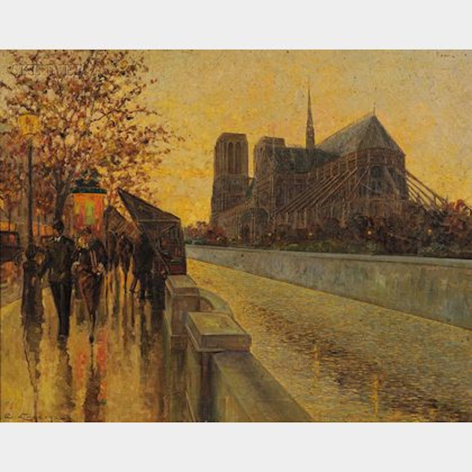 Paris View with Notre Dame by Continental School