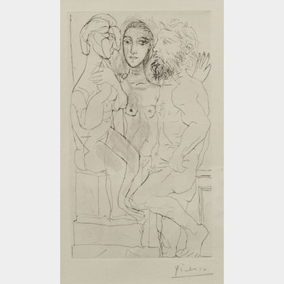 Sculpteur, Modèle et Sculture Assise Plate Forty from LA SUITE VOLLARD by Pablo Picasso