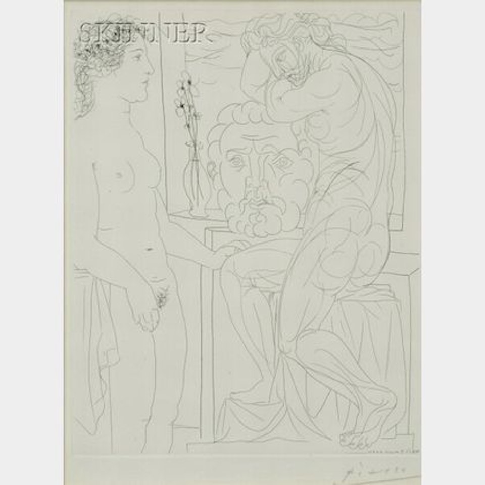 Modèle Nu et Sculptures, plate 72 from LA SUITE VOLLARD by Pablo Picasso