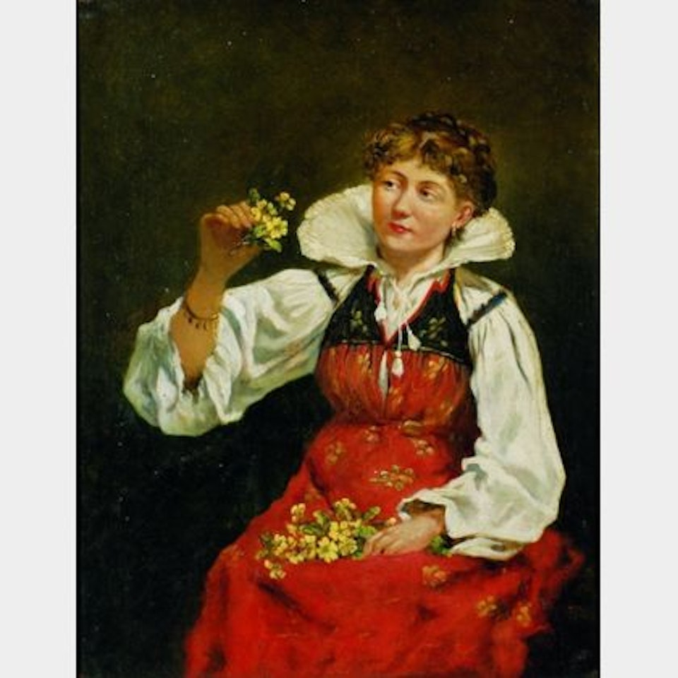 Young Woman with Flowers by Continental School