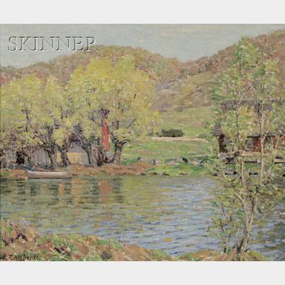 View of a Lakeshore in Spring by Aldro Thompson Hibbard