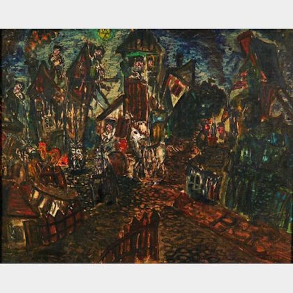 Night Scene in a Peasant Village by Continental School