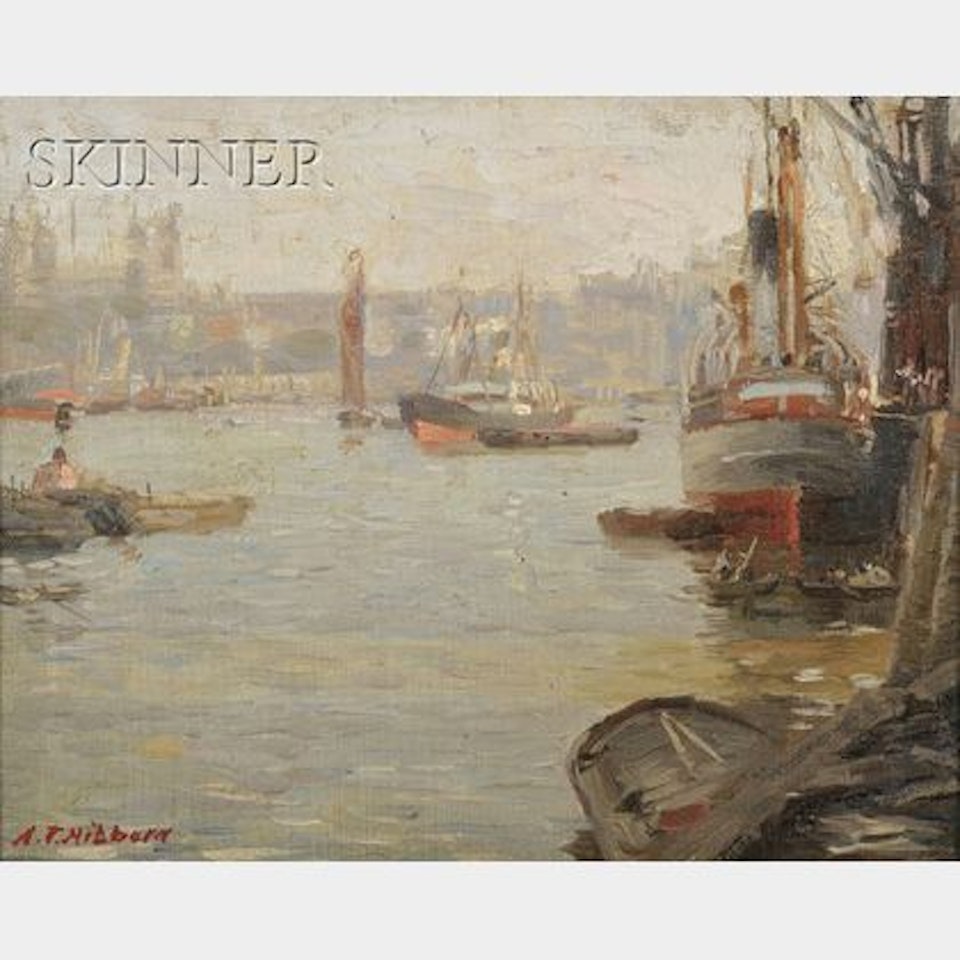 Harbor View with Tugboats by Aldro Thompson Hibbard