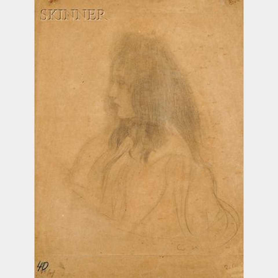 Brustbild eines Madchens im Profil nach links / A Study for Musiksalon des Palais Dumba by Gustav Klimt