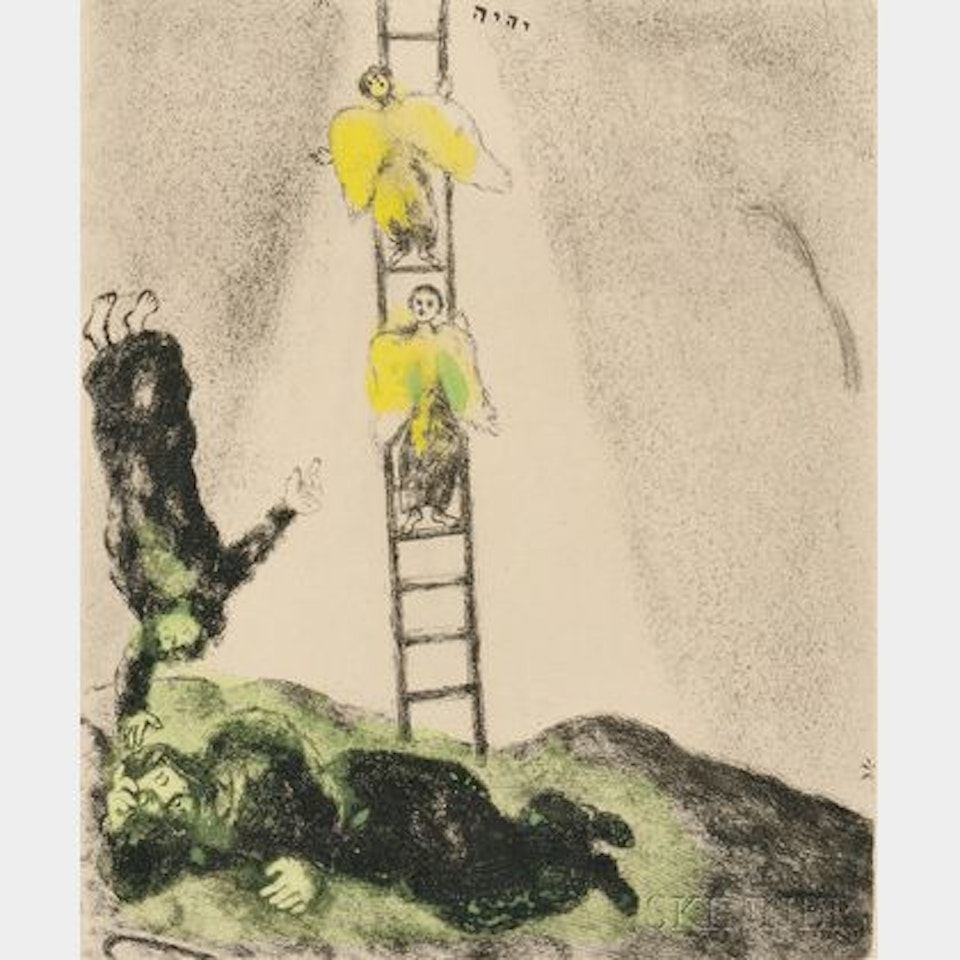 Jacob"s Ladder , plate 14 from BIBLE by Marc Chagall