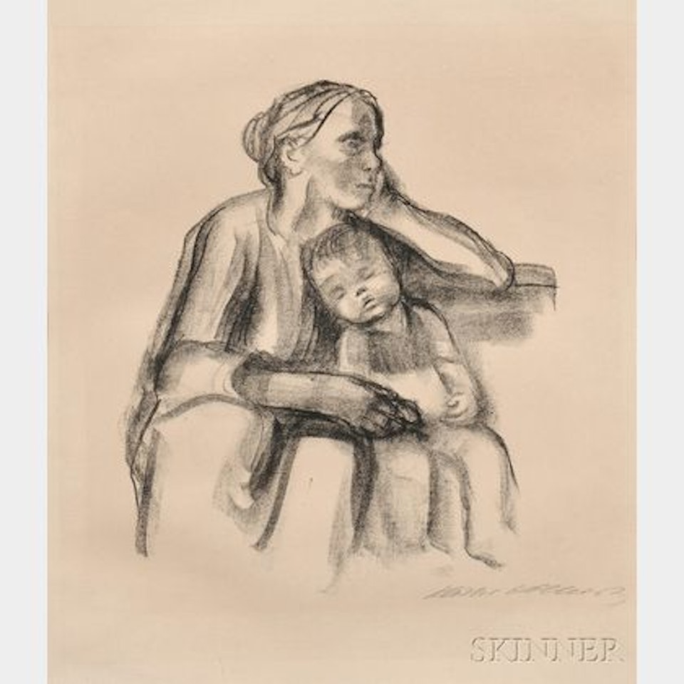 Arbeiterfrau mit schlafendem Jungen by Kathe Kollwitz
