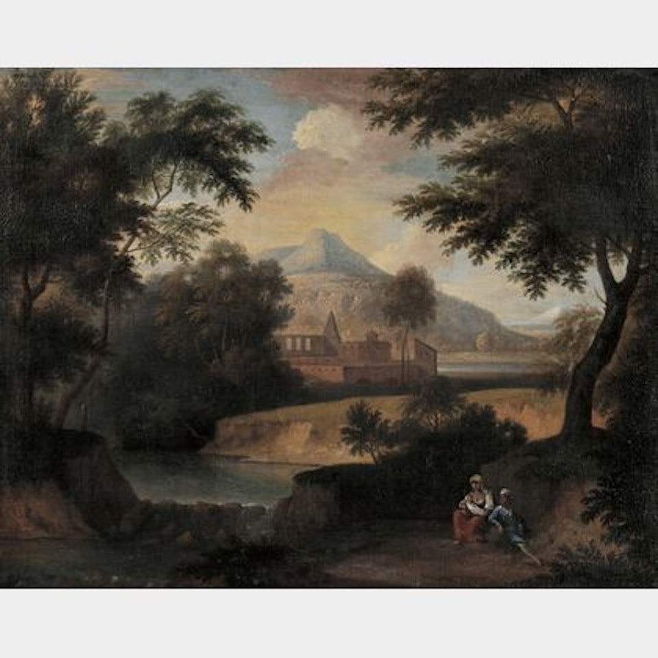 Panorama with Peasant Family at Rest by Continental School