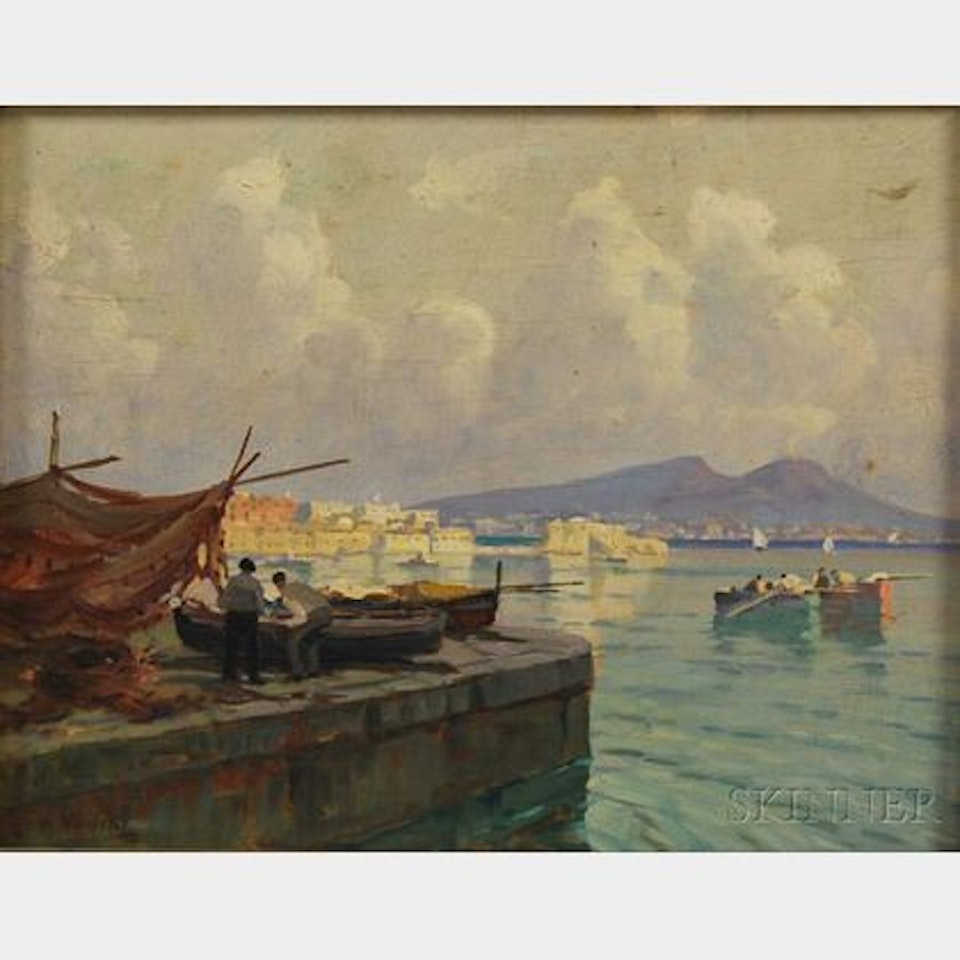 View from a Quai Across the Bay of Naples by Italian School