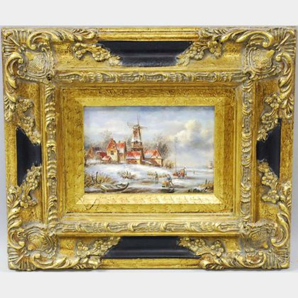Dutch-style Winter Landscape. by Continental School