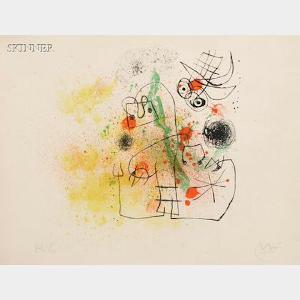 Femme et oiseau dans la tormente, from DERRIÈRE LE MIROIR by Joan Miró