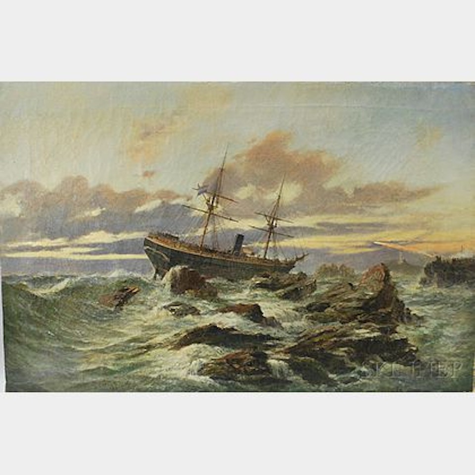 Dutch Vessel Shipwrecked on a Rocky Coast by Continental School