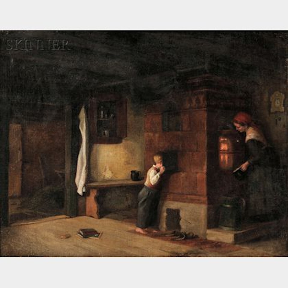 Kitchen Interior with Figures by Continental School