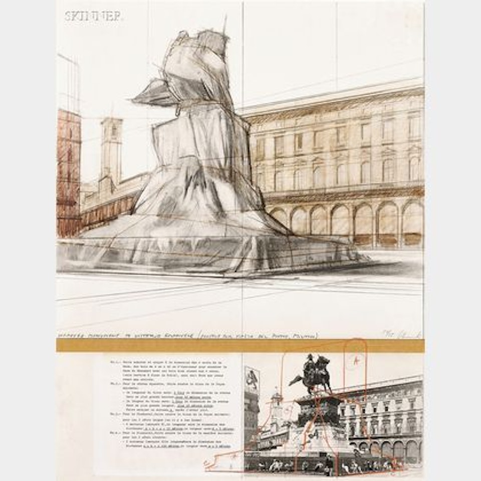 Two Images: Plates 1 and 7 from WRAPPED MONUMENT TO VITTORIO EMANUELE by Christo