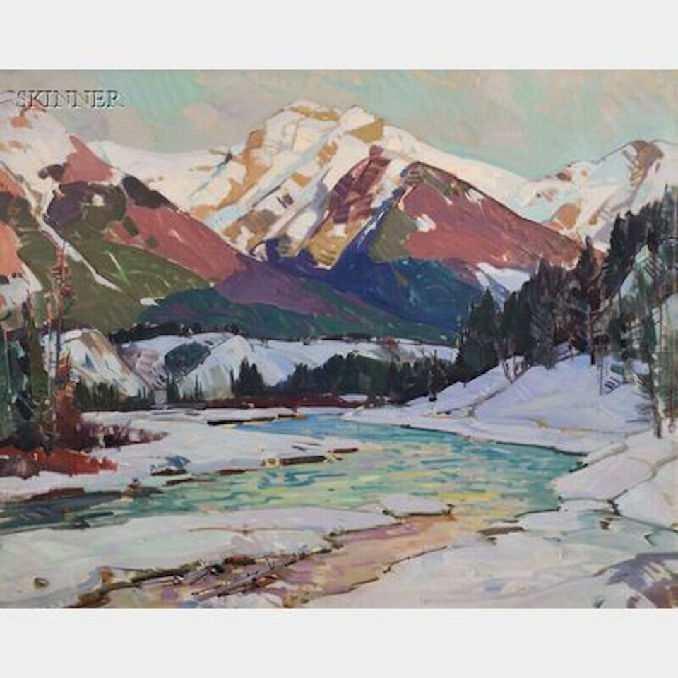 River and Mountains by Aldro Thompson Hibbard