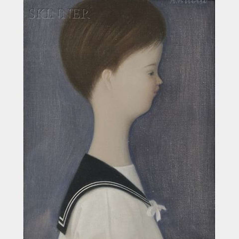 Lot of Two Works: Pendant Portraits of a Young Boy and Young Girl by Antonio Bueno