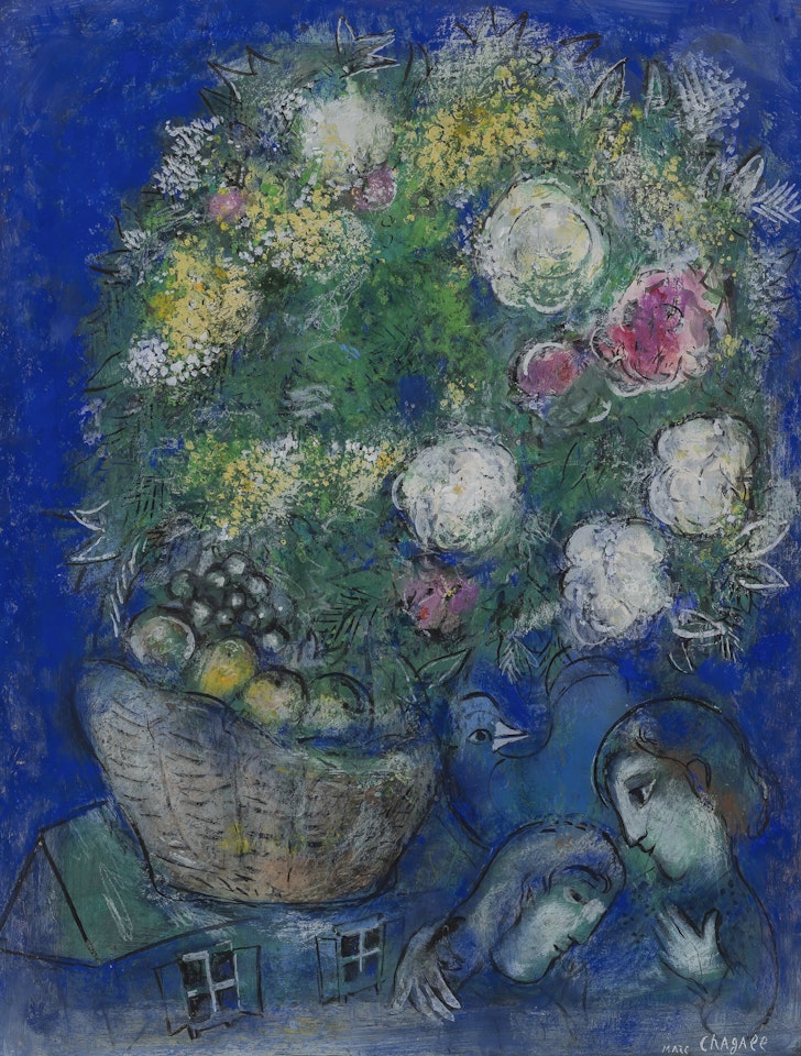 Amoureux au bouquet de fleurs ou Les Amoureux aux fleurs by Marc Chagall