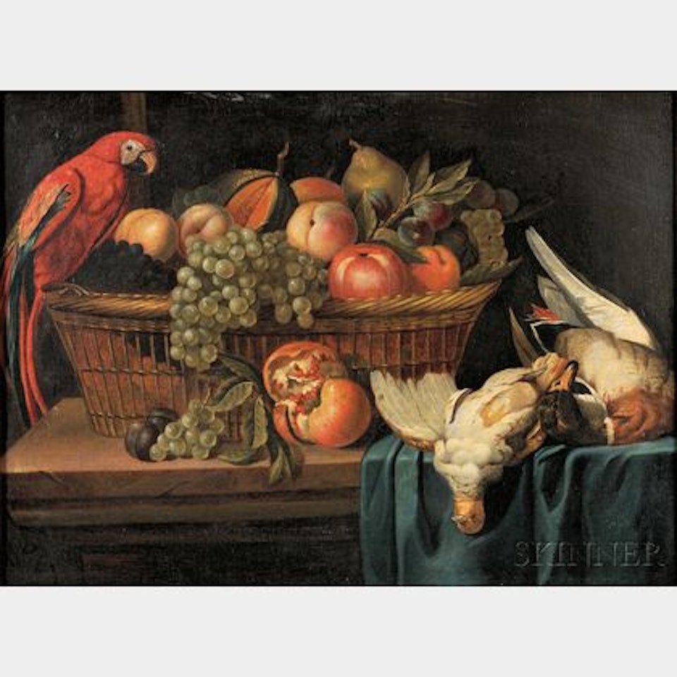 Still Life with Fruit, Parrot, and Game Birds by Continental School