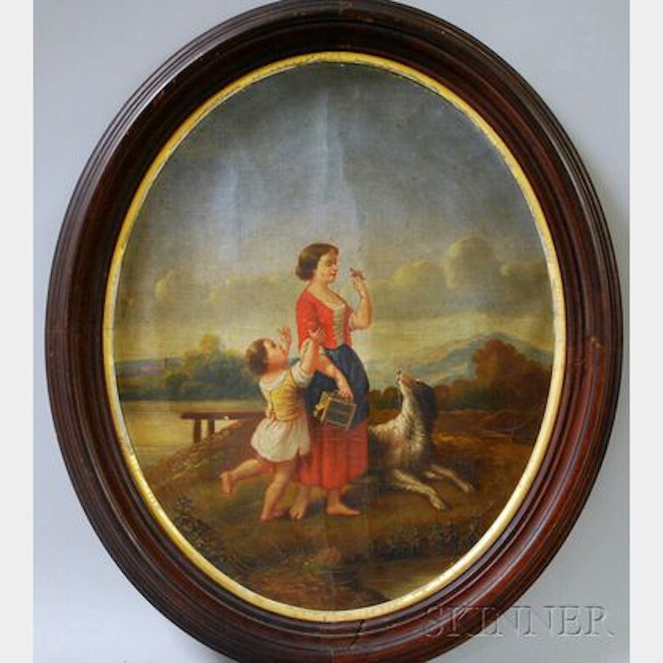 Portrait of Two Children with Their Pets by Continental School