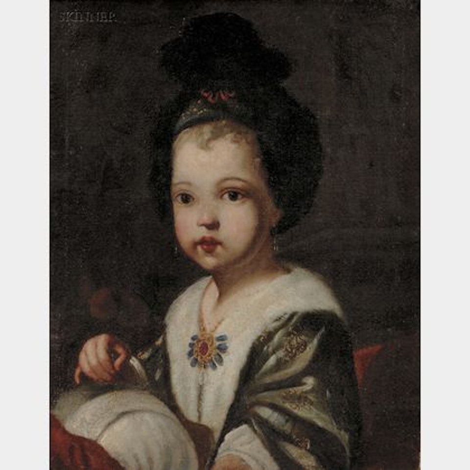 Child Holding a Pincushion by Spanish School