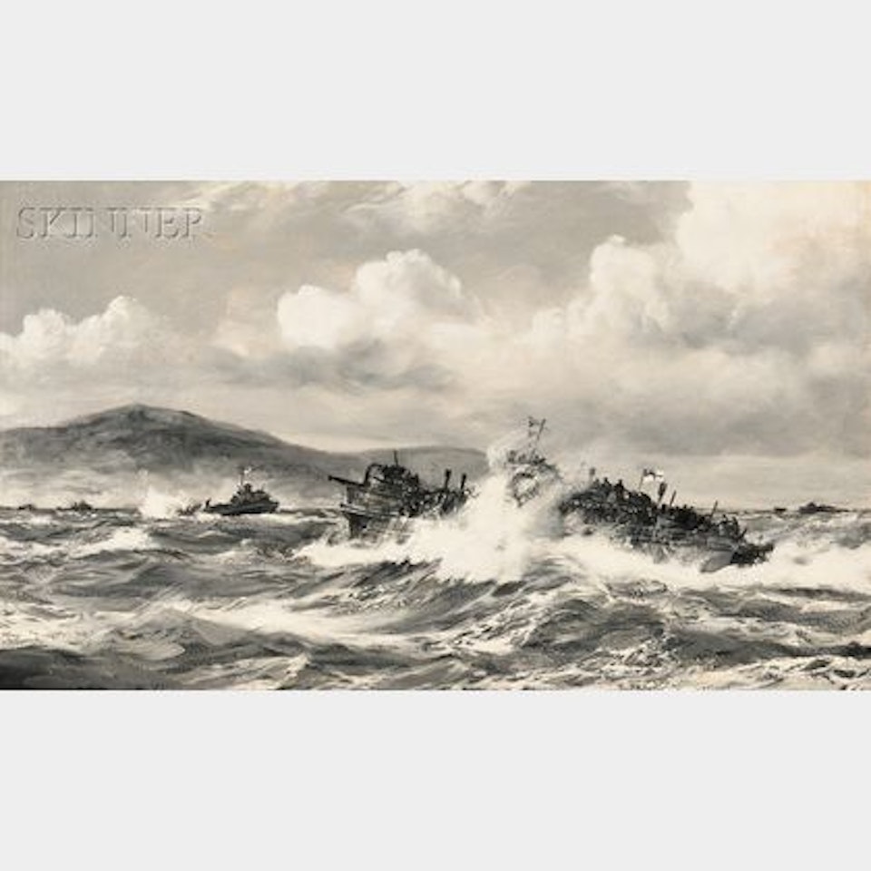 Navy Landing Supplies at Anzio by Montague Dawson