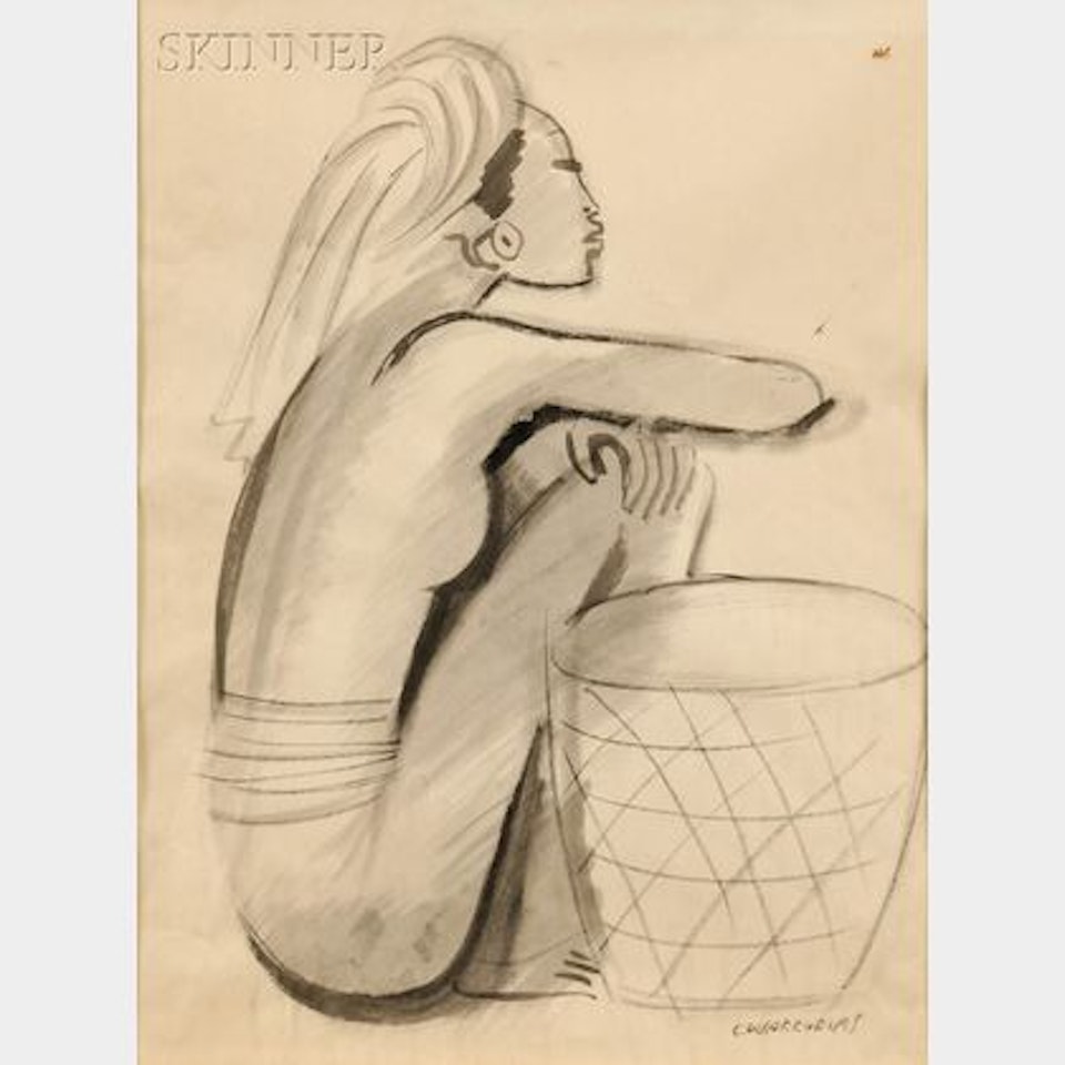 Seated Woman with a Basket by Miguel Covarrubias